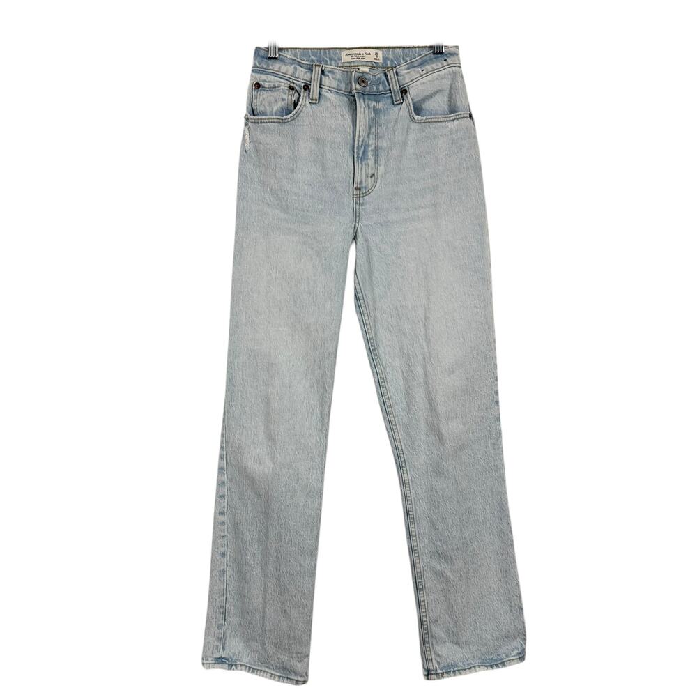 Abercrombie & Fitch Curve Love 90s Ultra High Rise Light Wash Denim Jeans Sz 25